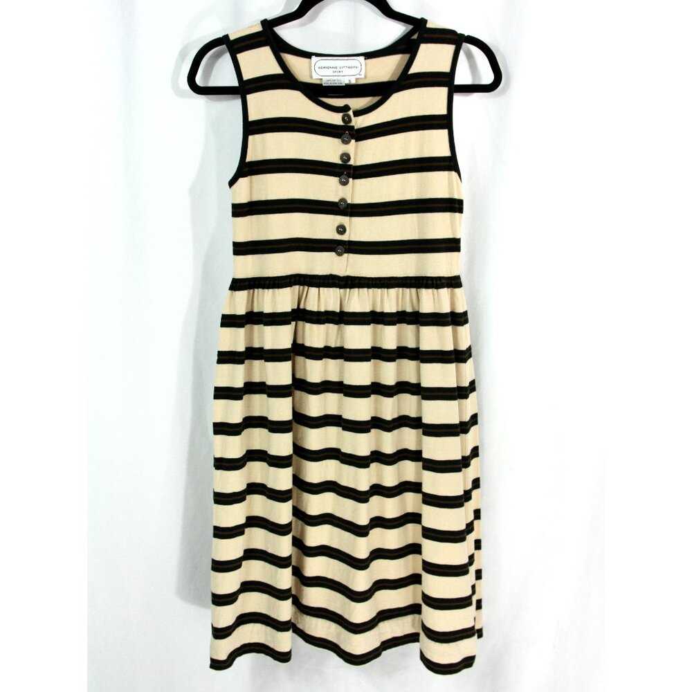 Vintage Adrienne Vittadini Striped Sleeveless Cotton Sundress Sheath Dress S